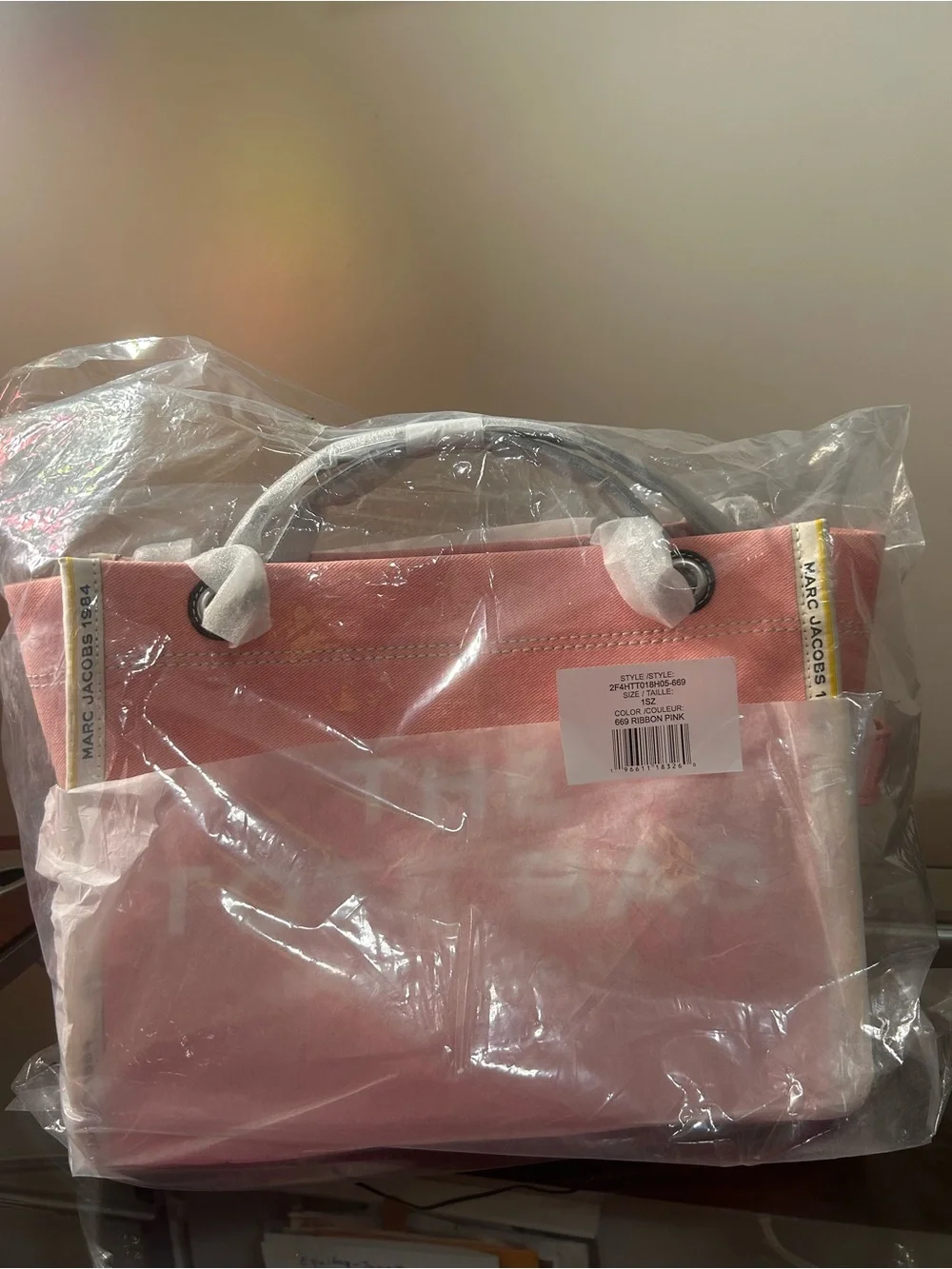 Marc Jacobs Pink Denim Tote with White Handles